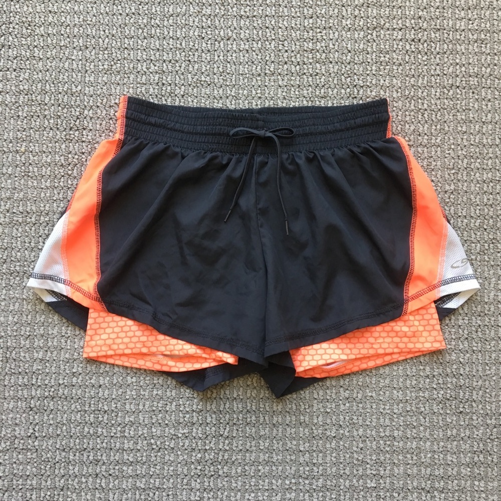 Champion shorts, navy/orange, pocket, M
